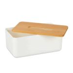 Suport servetele, capac bambus, alb, 10 x 23 x 13 cm - imagine 7