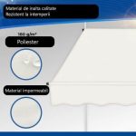 Copertina/marchiza 400 cm, reglabila 200 - 300 cm, protectie UV 50+, rezistenta la intemperii, bej - imagine 5