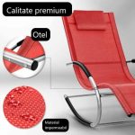 Sezlong balansoar, pliabil, rezistent la intemperii, rezistent la UV, capacitate 150 kg, 175 x 78 x 89 cm, rosu - imagine 3