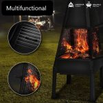 Semineu exterior pentru gradina/BBQ grill, protectie anti-scantei, perie, cleste, husa protectie, loc depozitare,Grillas negru - imagine 5
