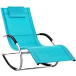 Sezlong balansoar, pliabil, rezistent la intemperii, rezistent la UV, capacitate 150 kg, 175 x 78 x 89 cm, albastru
