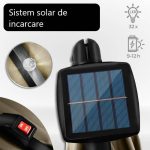 Umbrela terasa/gradina cu lumina LED, husa protectie, panou incarcare solara, protectie UV 50+, rotire la 360°, inclinatie reglabila, manivela, Ø 300 cm, crem inchis - imagine 3