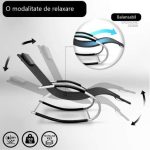 Sezlong balansoar, pliabil, rezistent la intemperii, rezistent la UV, capacitate 150 kg, 175 x 78 x 89 cm, gri - imagine 5