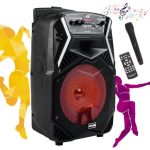 Boxa portabila tip troler 400 W, cu bluetooth, microfon, telecomanda, lumini LED, 32 x 29 x 51,5 cm - imagine 7