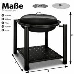 Semineu exterior pentru gradina/gratar, protectie impotriva scanteilor, capac, perie, poker, cleste, husa protectie, 54,5 x 54,5 x 70 cm, negru - imagine 3
