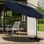 Umbrela terasa/gradina, protectie UV 50+, rezistent la intemperii/vant, acoperire hidrofuga, rotire la 360°, inclinatie reglabila, manivela practica, inaltime 240 cm x Ø 300 cm, albastru inchis - imagine 8