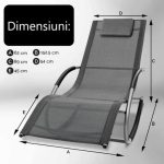 Sezlong balansoar, pliabil, rezistent la intemperii, rezistent la UV, capacitate 150 kg, 175 x 78 x 89 cm, gri - imagine 3