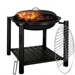 Semineu exterior pentru gradina/gratar, protectie impotriva scanteilor, capac, perie, poker, cleste, husa protectie, 54,5 x 54,5 x 70 cm, negru - imagine 2