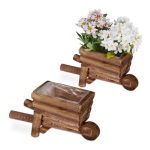 Set 2 ghivece decorative Vintage, lemn ars, rezistent la intemperii, 12,5 x 26 x 12 cm - imagine 2