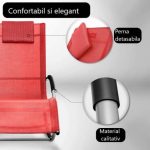 Sezlong balansoar, pliabil, rezistent la intemperii, rezistent la UV, capacitate 150 kg, 175 x 78 x 89 cm, rosu - imagine 2