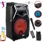Boxa portabila tip troler 400 W, cu bluetooth, microfon, telecomanda, lumini LED, 32 x 29 x 51,5 cm