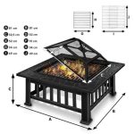 Semineu exterior pentru gradina/gratar, protectie impotriva scanteilor, capac, perie,cleste, husa protectie,GRILLAS, 81 x 81 x 32,5 cm, negru - imagine 3