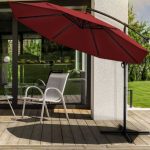 Umbrela terasa/gradina, protectie UV 50+, rezistent la intemperii/vant, acoperire hidrofuga, rotire la 360°, inclinatie reglabila, manivela practica, inaltime 240 cm x Ø 300 cm, rosu inchis - imagine 5