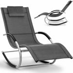 Sezlong balansoar, pliabil, rezistent la intemperii, rezistent la UV, capacitate 150 kg, 175 x 78 x 89 cm, gri - imagine 7