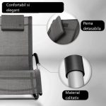 Sezlong balansoar, pliabil, rezistent la intemperii, rezistent la UV, capacitate 150 kg, 175 x 78 x 89 cm, gri - imagine 2