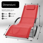 Sezlong balansoar, pliabil, rezistent la intemperii, rezistent la UV, capacitate 150 kg, 175 x 78 x 89 cm, rosu - imagine 6