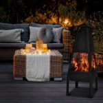 Semineu exterior pentru gradina/BBQ grill, protectie anti-scantei, perie, cleste, husa protectie, loc depozitare,Grillas negru - imagine 7