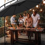 Umbrela terasa/gradina, protectie UV 50+, rezistent la intemperii/vant, acoperire hidrofuga, rotire la 360°, inclinatie reglabila, manivela practica, inaltime 240 cm x Ø 300 cm, antracit - imagine 6