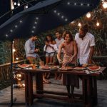 Umbrela terasa/gradina, cu lumina LED, husa protectie, protectie UV 50+, rotire la 360°, inclinatie reglabila, manivela, Ø 300 cm, albastru inchis - imagine 3