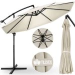 Umbrela terasa/gradina, protectie UV 50+, rezistent la intemperii/vant, acoperire hidrofuga, rotire la 360°, inclinatie reglabila, manivela practica, inaltime 240 cm x Ø 300 cm, crem - imagine 4