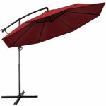 Umbrela terasa/gradina, protectie UV 50+, rezistent la intemperii/vant, acoperire hidrofuga, rotire la 360°, inclinatie reglabila, manivela practica, inaltime 240 cm x Ø 300 cm, rosu inchis - imagine 6