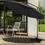 Umbrela terasa/gradina, protectie UV 50+, rezistent la intemperii/vant, acoperire hidrofuga, rotire la 360°, inclinatie reglabila, manivela practica, inaltime 240 cm x Ø 300 cm, antracit - imagine 7