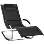 Sezlong balansoar, pliabil, rezistent la intemperii, rezistent la UV, capacitate 150 kg, 175 x 78 x 89 cm, negru