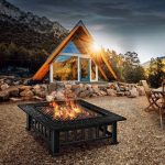 Semineu exterior pentru gradina/gratar, protectie impotriva scanteilor, capac, perie,cleste, husa protectie,GRILLAS, 81 x 81 x 32,5 cm, negru - imagine 8