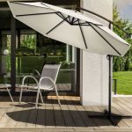 Umbrela terasa/gradina, protectie UV 50+, rezistent la intemperii/vant, acoperire hidrofuga, rotire la 360°, inclinatie reglabila, manivela practica, inaltime 240 cm x Ø 300 cm, crem - imagine 8