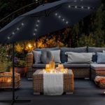Umbrela terasa/gradina, cu lumina LED, husa protectie, protectie UV 50+, rotire la 360°, inclinatie reglabila, manivela, Ø 300 cm, albastru inchis - imagine 5