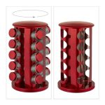 Set 20 recipiente condimente, suport rotativ, rosu, 34 x Ø 21 cm - imagine 9