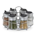 Set 6 recipiente pentru condimente, suport inox, 12 x 17,5 cm