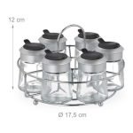 Set 6 recipiente pentru condimente, suport inox, 12 x 17,5 cm - imagine 3