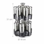 Set 12 recipiente condimente, suport inox, rotativ, 31 x 18 cm - imagine 3