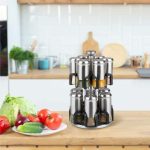 Set 12 recipiente condimente, suport inox, rotativ, 31 x 18 cm - imagine 6