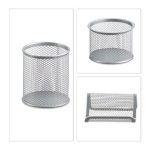 Set organizator de birou, 9 piese, plasa metalica, Silver - imagine 7