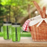 Set de 8 pahare in forma de cactus, pentru limonada, capace si paie, din sticla, 500 ml - imagine 3