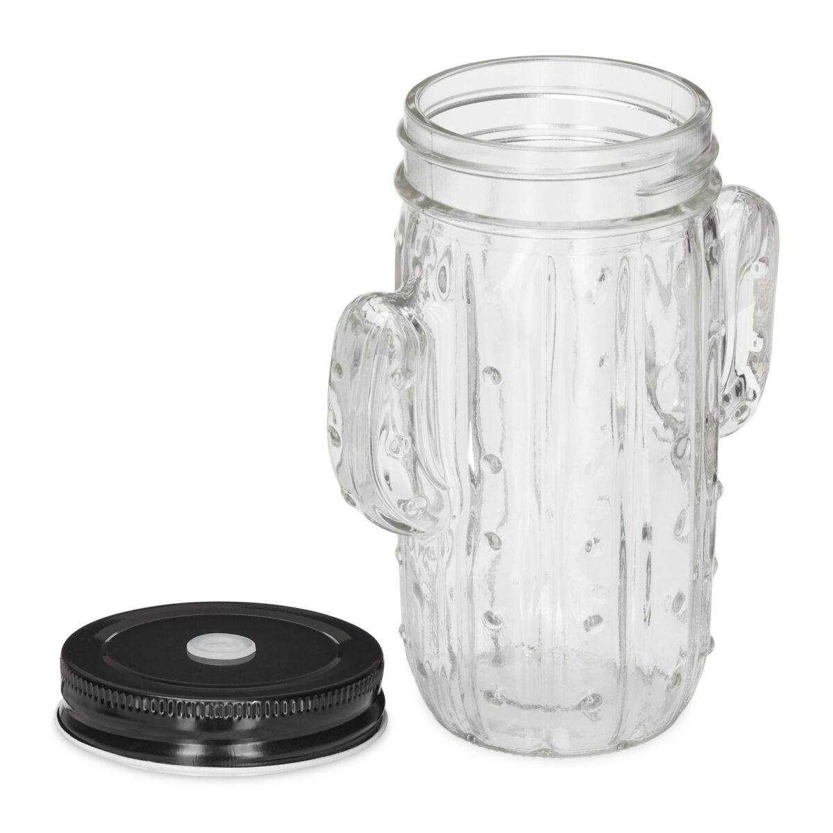 Set de 8 pahare in forma de cactus, pentru limonada, capace si paie, din sticla, 500 ml - imagine 6
