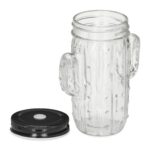 Set de 8 pahare in forma de cactus, pentru limonada, capace si paie, din sticla, 500 ml - imagine 6
