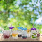 Set 8 halbe pentru limonada sau citronada, Relaxdays, cu capac si pai, multicolor, 400 ml - imagine 2