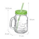 Set 8 halbe pentru limonada sau citronada, Relaxdays, cu capac si pai, multicolor, 400 ml - imagine 8
