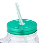 Pahare pentru limonada, set 8, capace si paie turcoaz, 500 ml, din sticla, Relaxdays - imagine 5