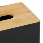 Suport servetele, capac bambus, negru/maro, 10 x 26 x 14 cm - imagine 4
