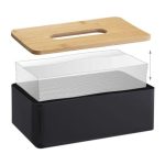 Suport servetele, capac bambus, negru/maro, 10 x 26 x 14 cm - imagine 7