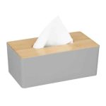 Suport servetele, capac bambus, gri/maro, 10 x 26 x 14 cm