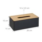 Suport servetele, capac bambus, negru/maro, 10 x 26 x 14 cm - imagine 2