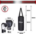 Sac de box pentru copii, cu 2 manusi incluse, 9kg, negru - imagine 7