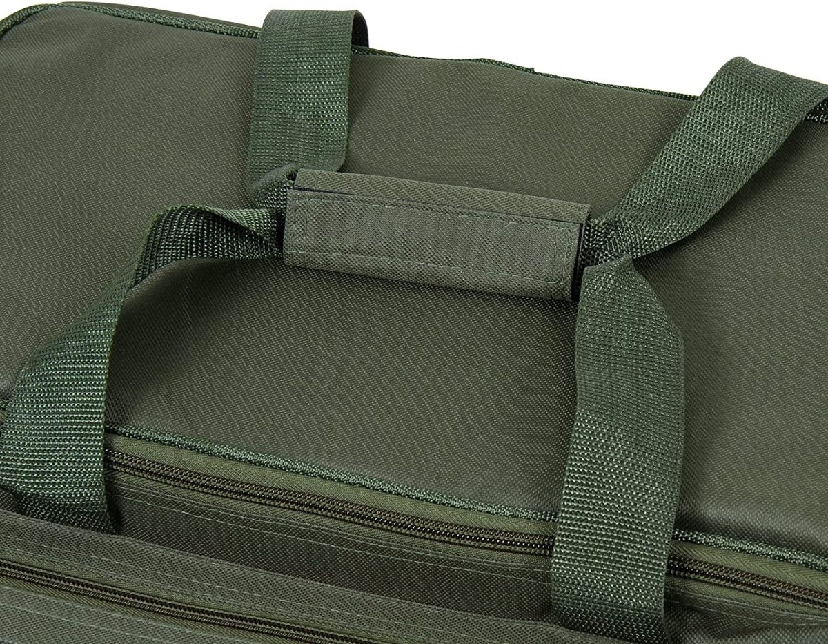 Geanta pescuit Physionics® impermeabila, 4 compartimente, curea de umar captusita, manere de transport, verde Army, 56 x 31 x 30cm - imagine 4