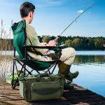 Geanta pescuit Physionics® impermeabila, 4 compartimente, curea de umar captusita, manere de transport, verde Army, 56 x 31 x 30cm - imagine 7