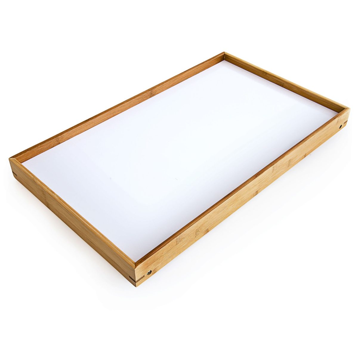 Tava servire 2 in 1, cu picioare pliabile, din bambus, Alb/Natur 50 x 31 cm, Relaxdays - imagine 4